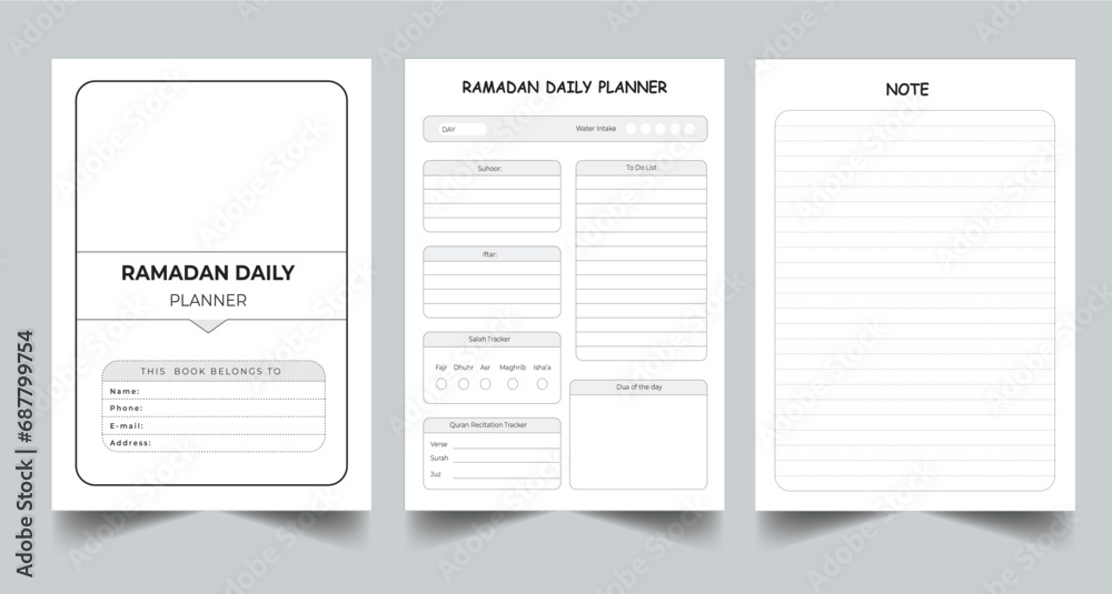 Editable Daily Ramadan Planner Kdp Interior printable template Design.