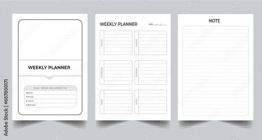 Editable Weekly Planner Kdp Interior printable template Design.