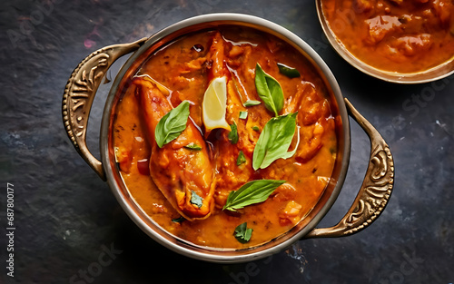 Capture the essence of Chingri Malai Curry in a mouthwatering food photography shot Generative AI