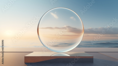 Glass ball relect desert landscape view on earth  photo