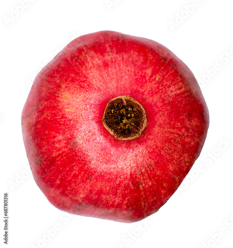 down view of a pomegranate isolated on a transparent background 