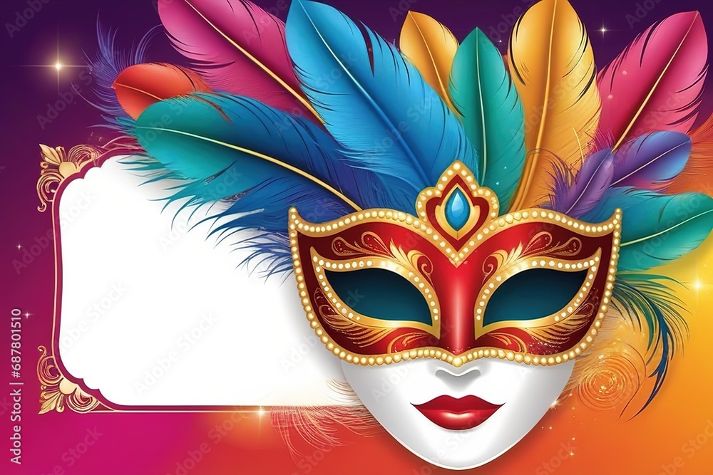 3d rendering illustration illustration venice carnival colorful feather mask,space for text or message,banner or greeting card.ai generated 3d rendering illustration illustration venice carnival colorful feather mask,space for text or message,banner or greeting card.ai generated
