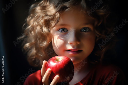 little child eating an apple
