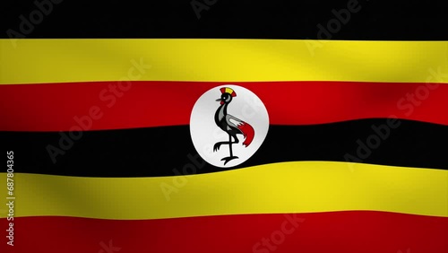 Uganda Waving Flag Background Animation. Looping seamless 3D animation. Motion Graphic