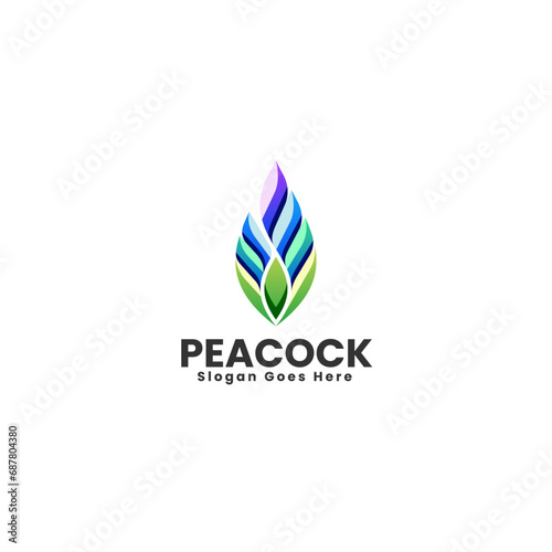 Vector Logo Illustration Peacock Gradient Colorful Style