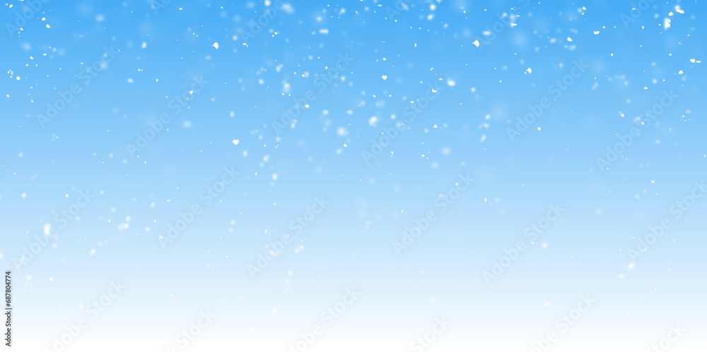 Winter blue sky with falling snow, snowflake. Holiday Winter background for Happy New Year. Vector illustration Winter blue sky with falling snow, snowflake. Holiday Winter background for Happy New Year. Vector illustration