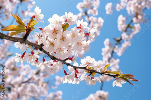 Spring nature blooming blue pink beauty white branch season blossoms sky tree flowers