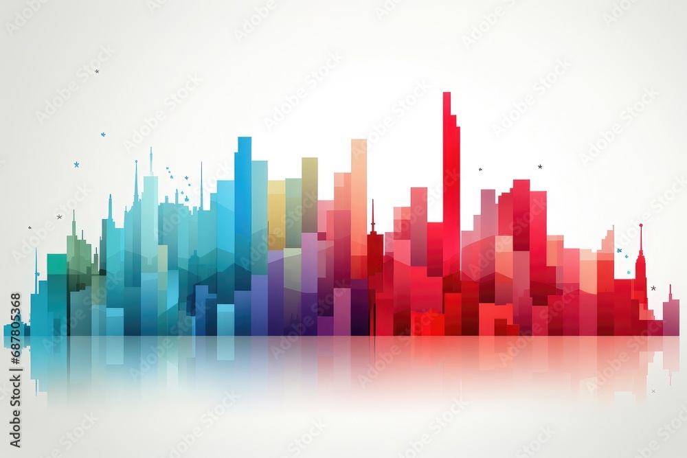 An abstract background image illustrates vibrant and colorful data representing the real estate market against a clean white backdrop, creating a dynamic composition. Illustration