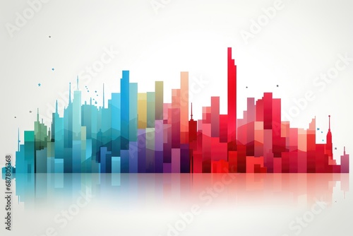 An abstract background image illustrates vibrant and colorful data representing the real estate market against a clean white backdrop  creating a dynamic composition. Illustration