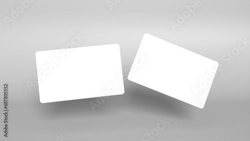 3D rendered Business card mock up with front and back. Empty mockup for Presentation on isolated Light Grey background © Saturevibes