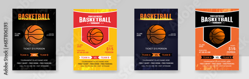 Basketball Game Event Flyer Layout,  Basketball tournament, modern sports posters design. Vector illustration.