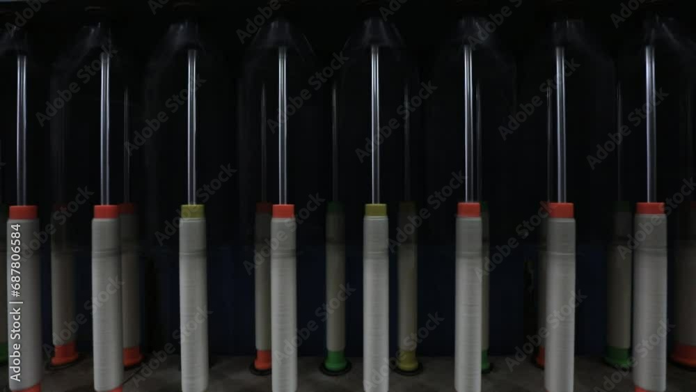 High speed spinning spindles at a spinning mill in North China High speed spinning spindles at a spinning mill in North China