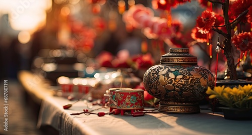 outside, Chinese incense burner with Chinese elements photo