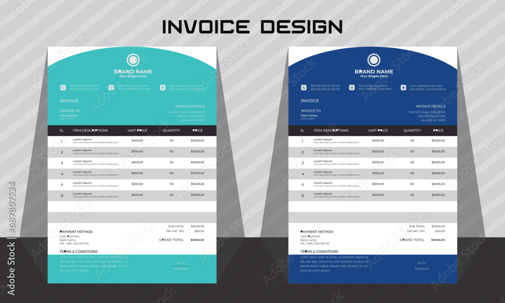 Naklejka premium corporate modern professional business invoice template design.