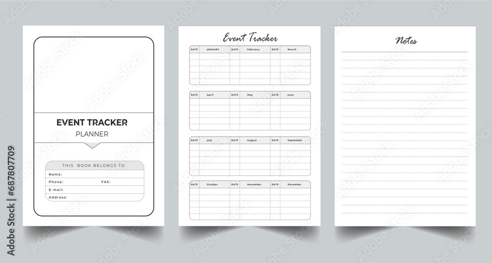 Obraz premium Editable Daily Event Tracker Planner Kdp Interior printable template Design.