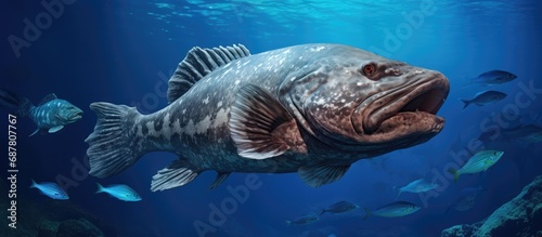 Epinephelus itajara, a large fish known as the Atlantic goliath grouper, jewfish, or itajara.