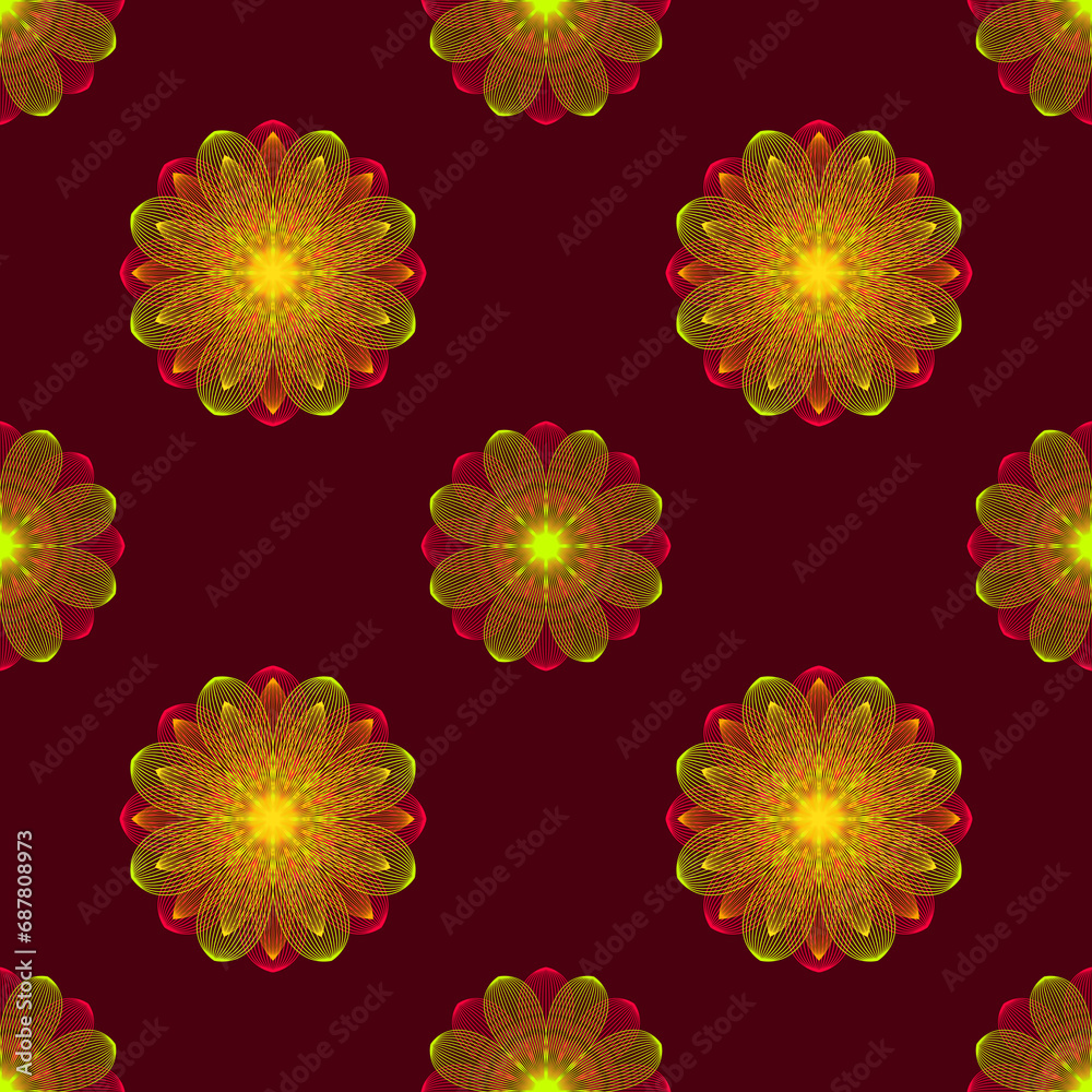 Seamless pattern with abstract flowers for web page background, wallpaper, wrapping paper and other items.