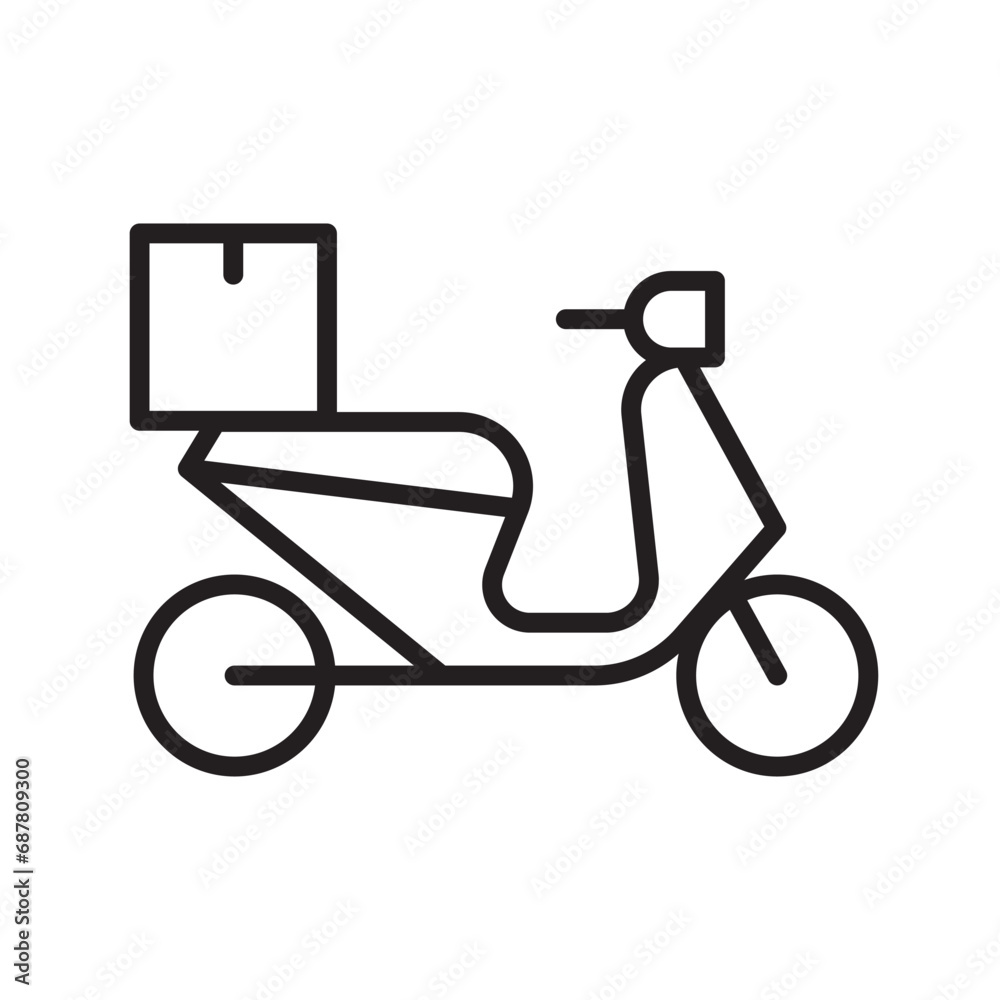 Motorcycle delivery icon symbol, Pictogram flat outline design for apps and websites, Isolated on white background, Vector illustration Motorcycle delivery icon symbol, Pictogram flat outline design for apps and websites, Isolated on white background, Vector illustration