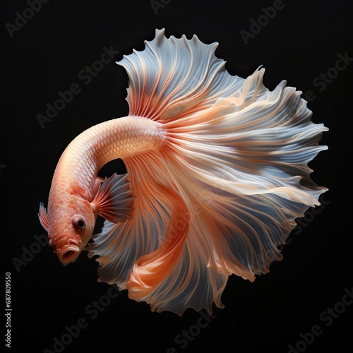 Photo realistic light orange iridescent betta fish