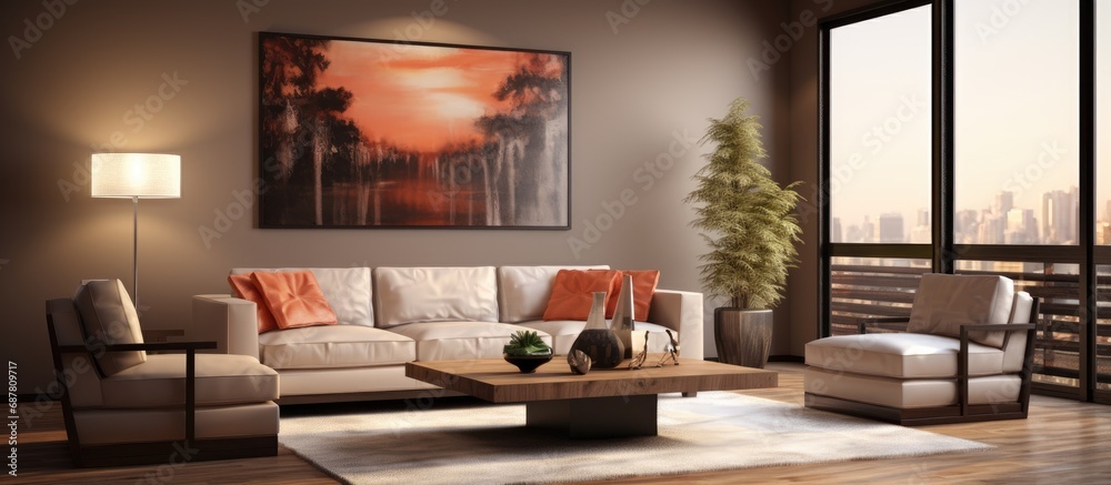 Contemporary upscale living room decor.
