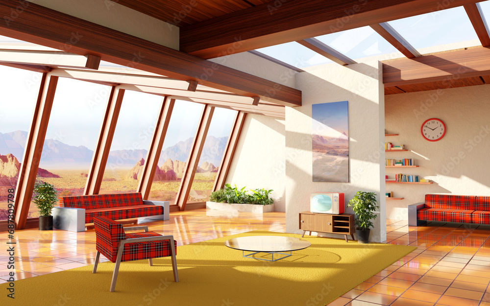 Fototapeta premium desert old retro 60s interior