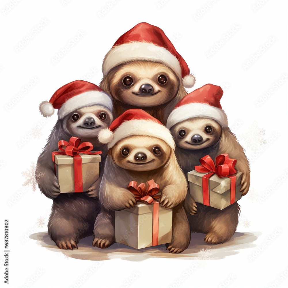 Adorable sloths isolate on white background