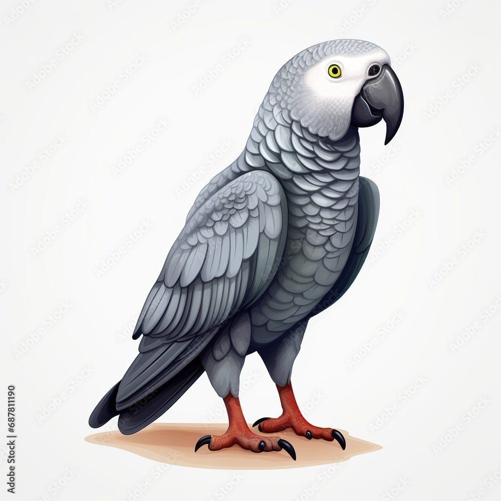 Fototapeta premium African Grey Parrot on white background