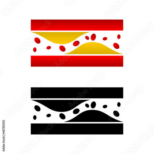 Cholesterol in vessels blood clogged arteries medical icon vector design