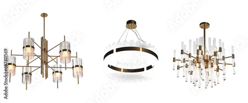 Wallpaper Mural chandelier on the ceiling isolated on transparent background, hanging lamp, pendant light, 3D illustration, cg render Torontodigital.ca