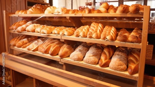 A shelf with bread on it. Generative AI.