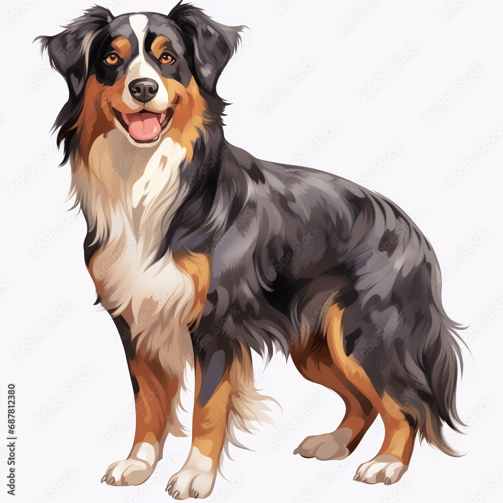 australian shepherd dog on white background australian shepherd dog on white background