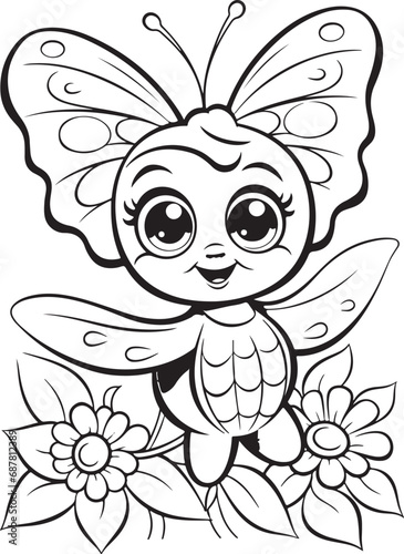  doodle style butterfly hand drawn coloring page illustration