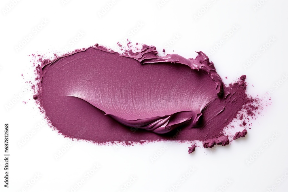 Deep plum color lipstick swatch isolated on white background, nail polish, Cosmetic, brush stroke swipe - obrazy, fototapety, plakaty 