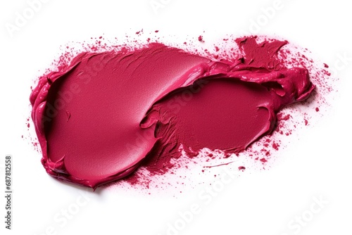 Cran Berry color lipstick swatch isolated on white background, nail polish, Cosmetic, brush stroke swipe photo