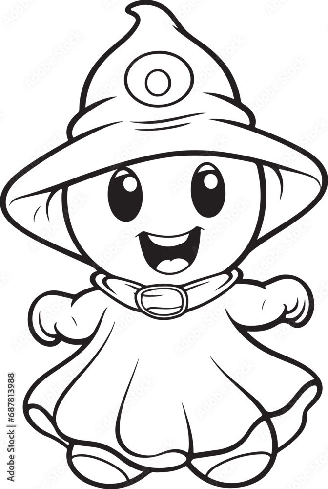 Fototapeta premium hand drawn cute ghost coloring page illustration