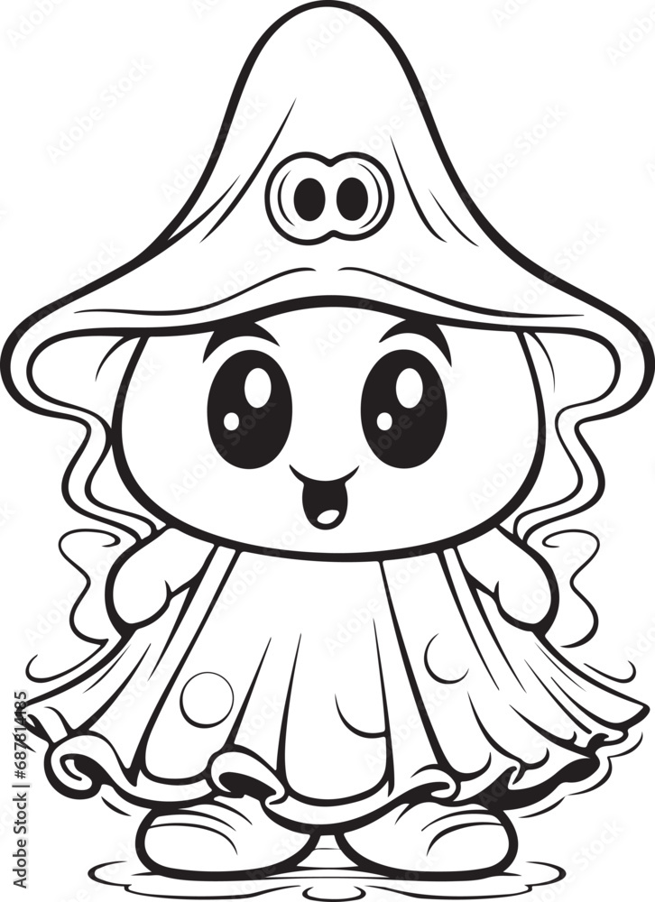 Obraz premium hand drawn cute ghost coloring page illustration