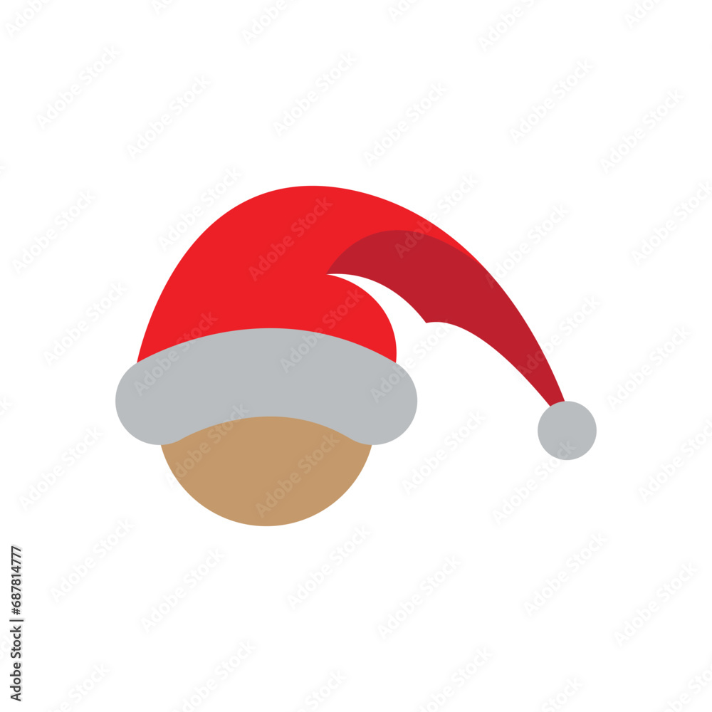 Christmas Santa Claus Hats With Shadow Set Christmas Santa Claus Hats With Shadow Set