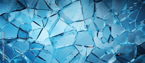 Cracked blue surface on icy background.