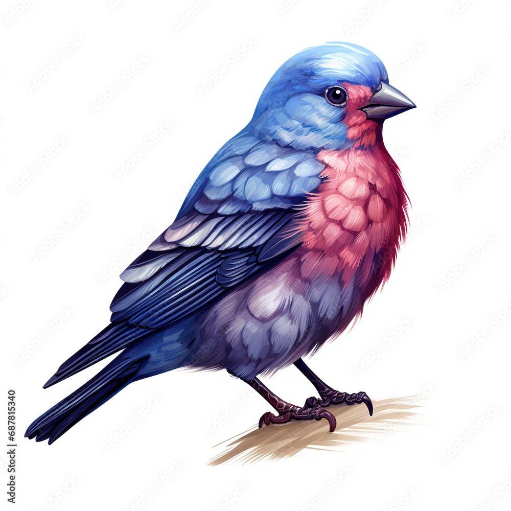 Fototapeta premium Blue Grosbeak on white background