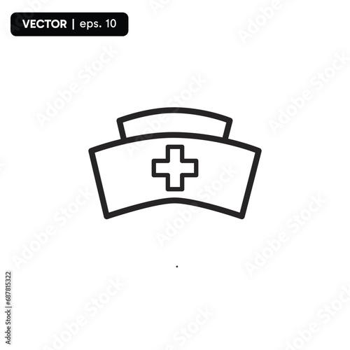 hospital nurse hat icon, medical equipment, with white background. Vector EPS 10.