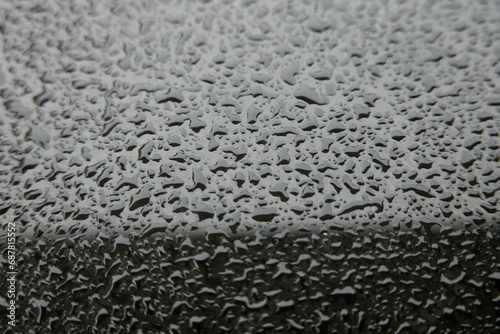 Water drops on the glass surface.