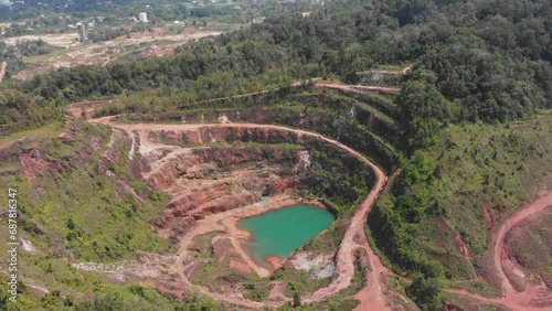 Open Pit Nam Salu at Belitung Indonesia during day time, aerial photo