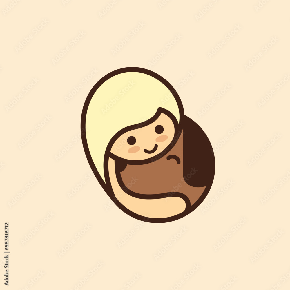 happy girl hugging her cute and joyful dog logo happy girl hugging her cute and joyful dog logo