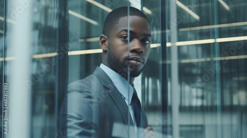 black people african american wear formal suit business people standing focus concentrate in modern interior office portrait shot