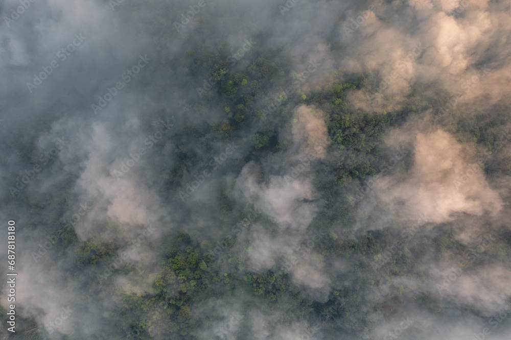 Morning  Sky and Mountains,view of sunrise or sunset over mountain and misty.