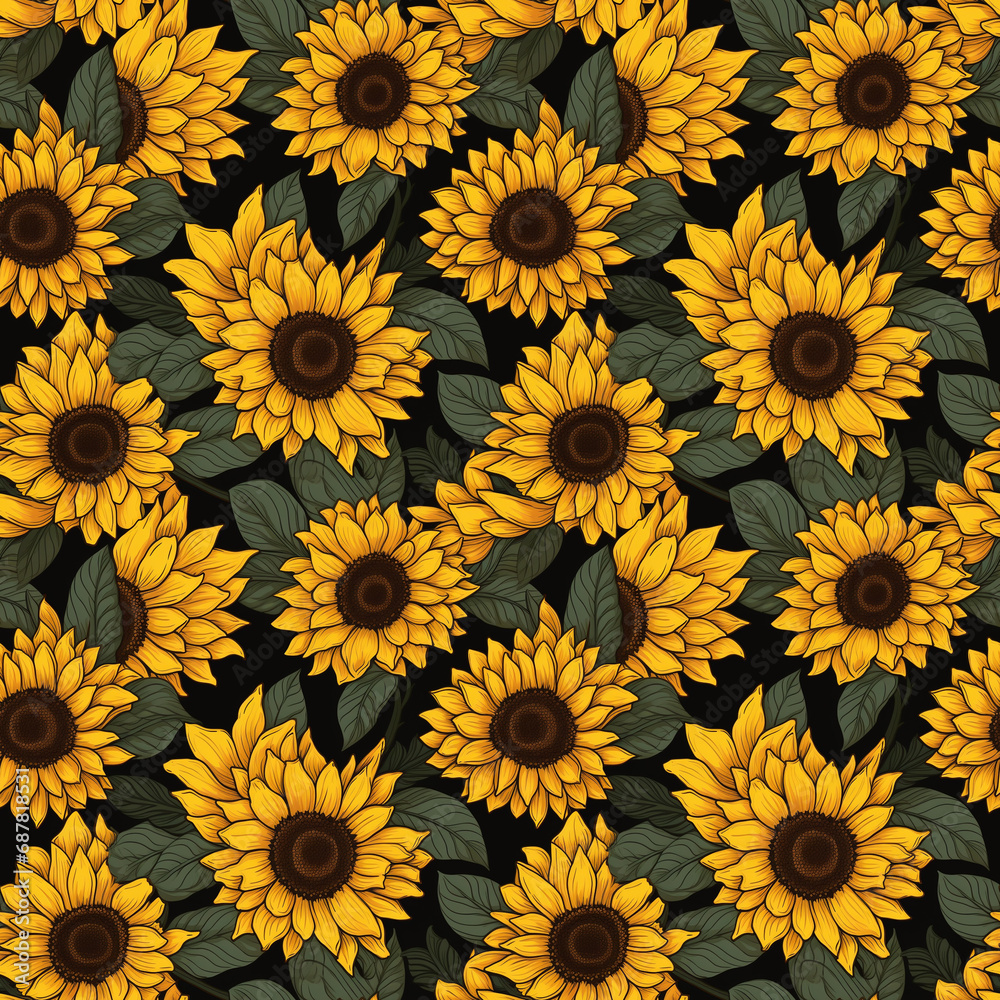 seamless pattern of sunflowers seamless pattern of sunflowers