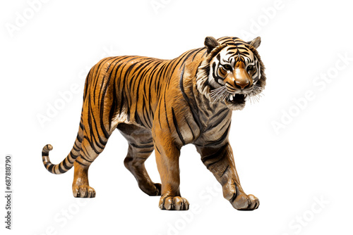 Solo Tiger Figurine Isolated on a transparent background