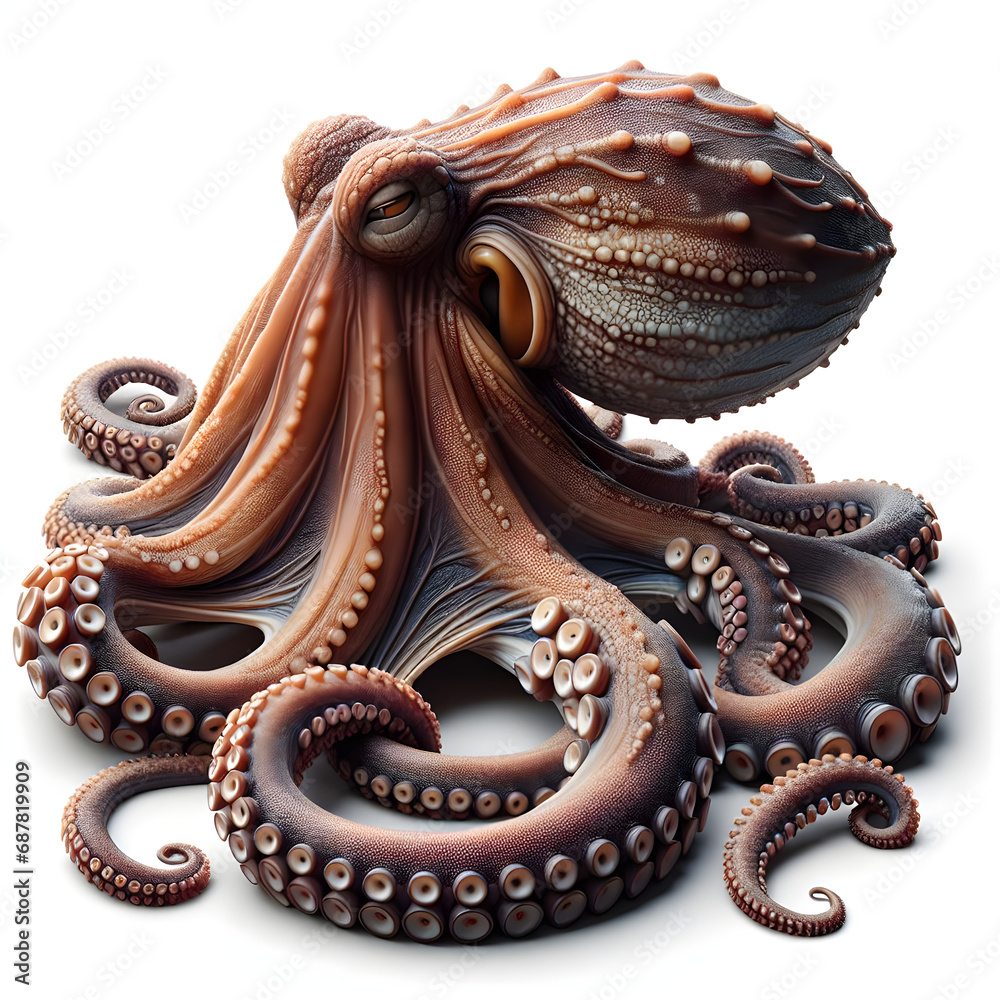 Fototapeta premium Pulpo, Encanto Submarino: Pulpo Aislado en un Mundo de Azul Profundo