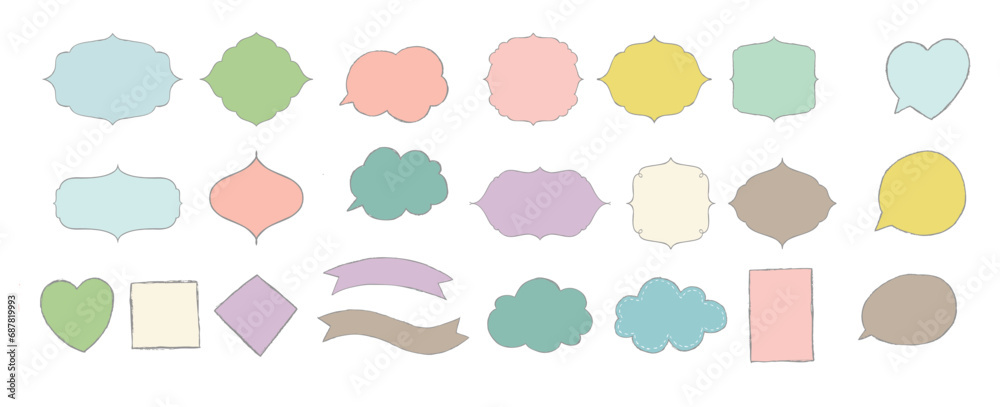set of colorful bubbles. Big set of speech bubbles. Collection of colorful speech balloon, chat bubble or dialog boxes on white background. Different Speech bubbles for talk, dialogue, decoration. 