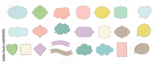 set of colorful bubbles. Big set of speech bubbles. Collection of colorful speech balloon, chat bubble or dialog boxes on white background. Different Speech bubbles for talk, dialogue, decoration. 